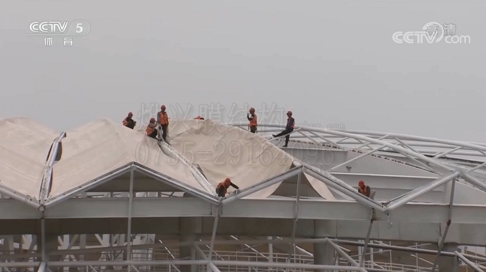 燁興-京山網(wǎng)球膜結構項目上央視CCTV-5啦